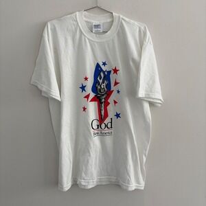 Gildan Ultra Blend God Bless America Graphic T-Shirt White XL
